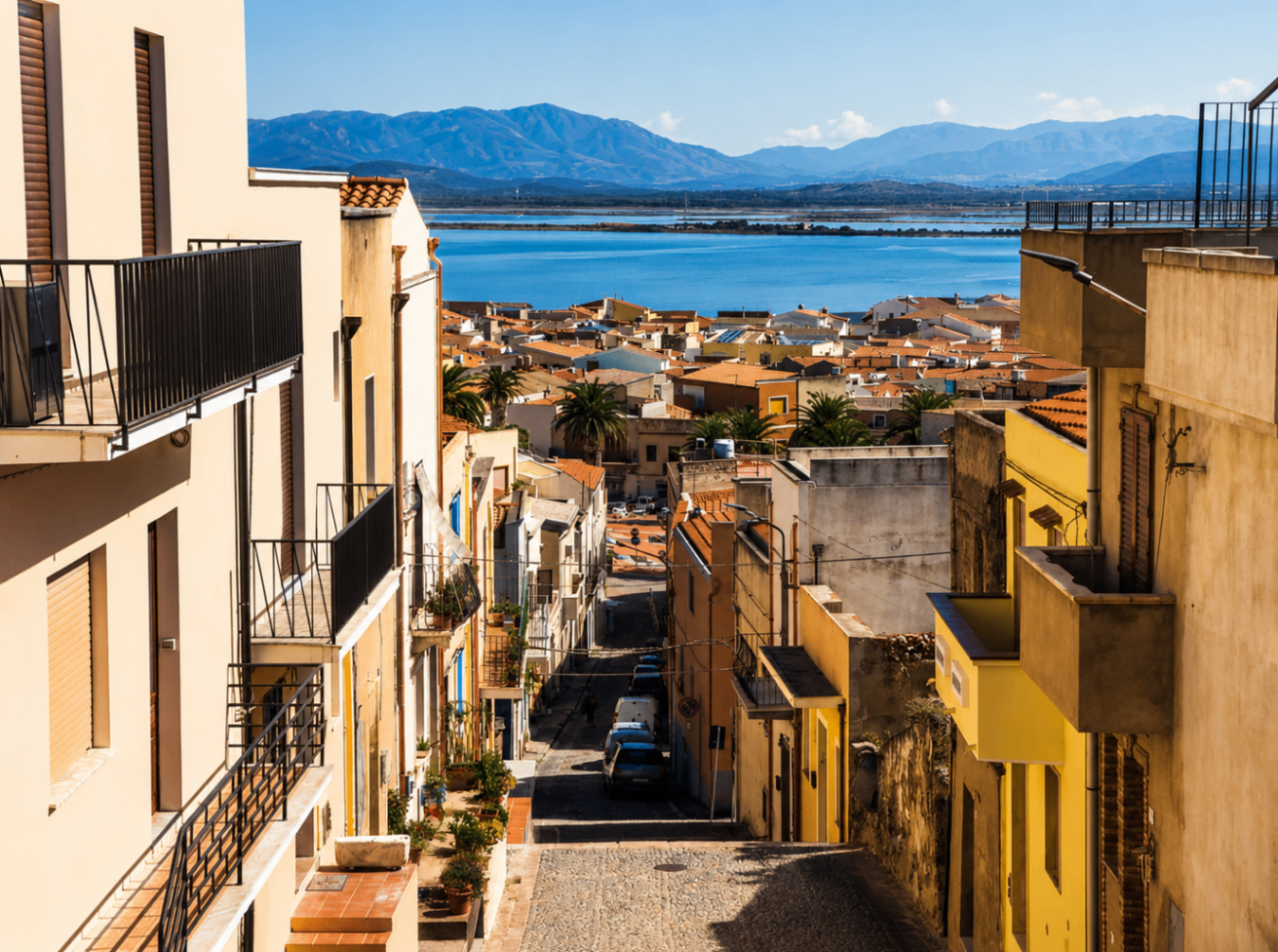 Rue en pente vers la mer